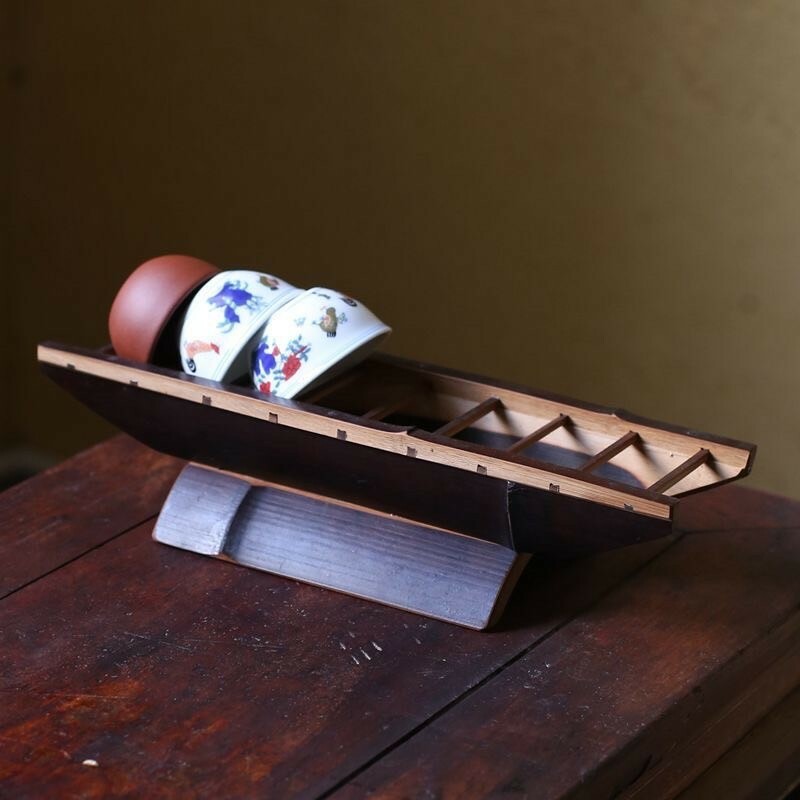 碳化仿古竹製茶杯架