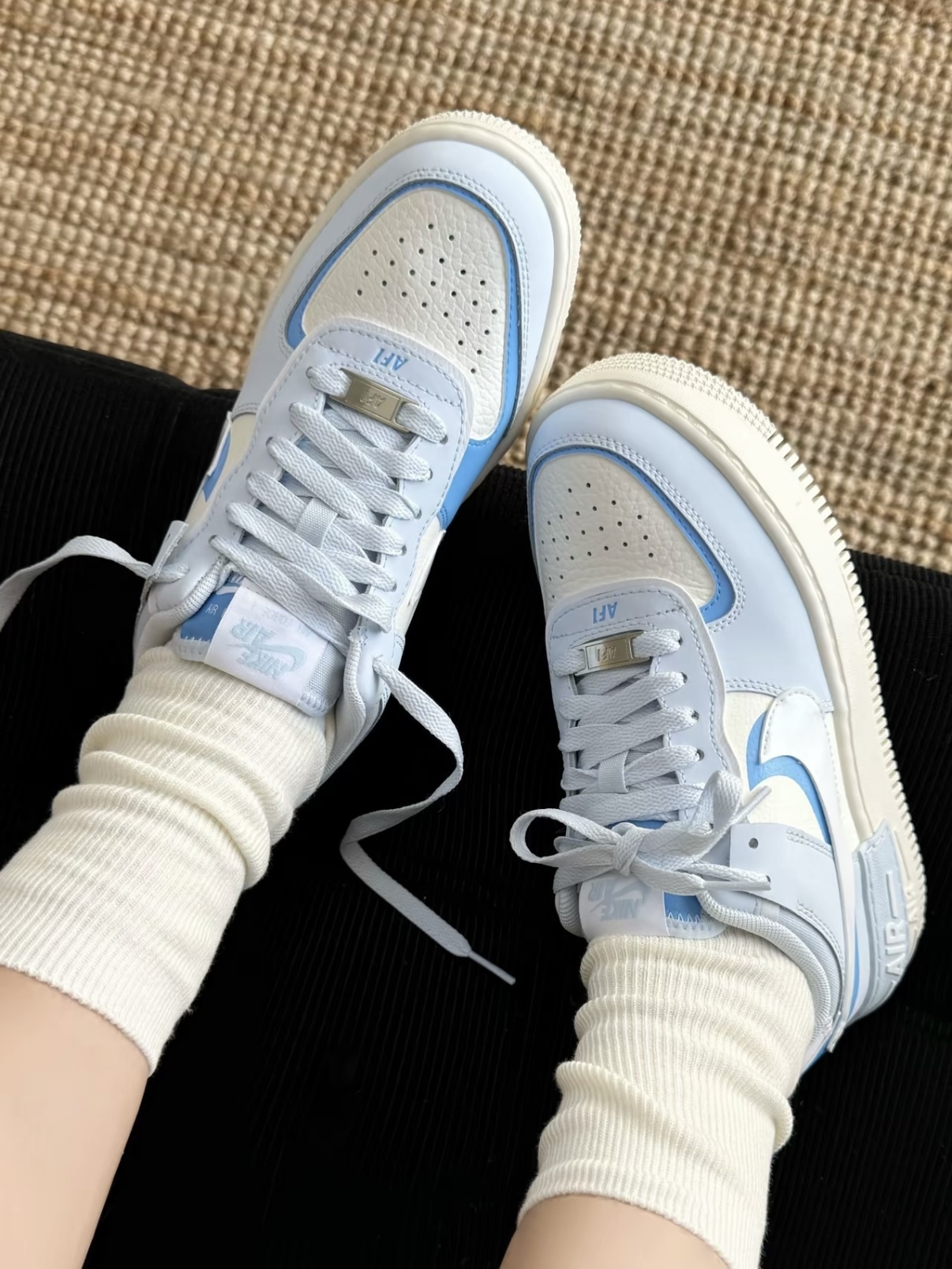 Nike Air Force 1 Shadow 奶油冰霜 寶寶藍 皮革 解構 奶油底 女款 DZ1847-400/預購