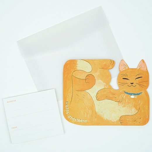 橘貓_箱子貓咪 造型生日卡片｜日本Greeting Life