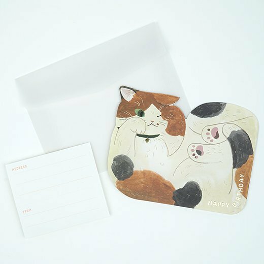 虎斑貓_箱子貓咪 造型生日卡片｜日本Greeting Life