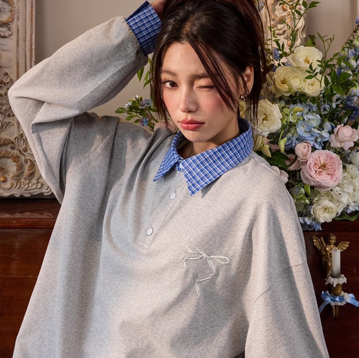 harsh and cruel 2025SS 刺繡 蝴蝶結 LOGO 假兩件 長袖