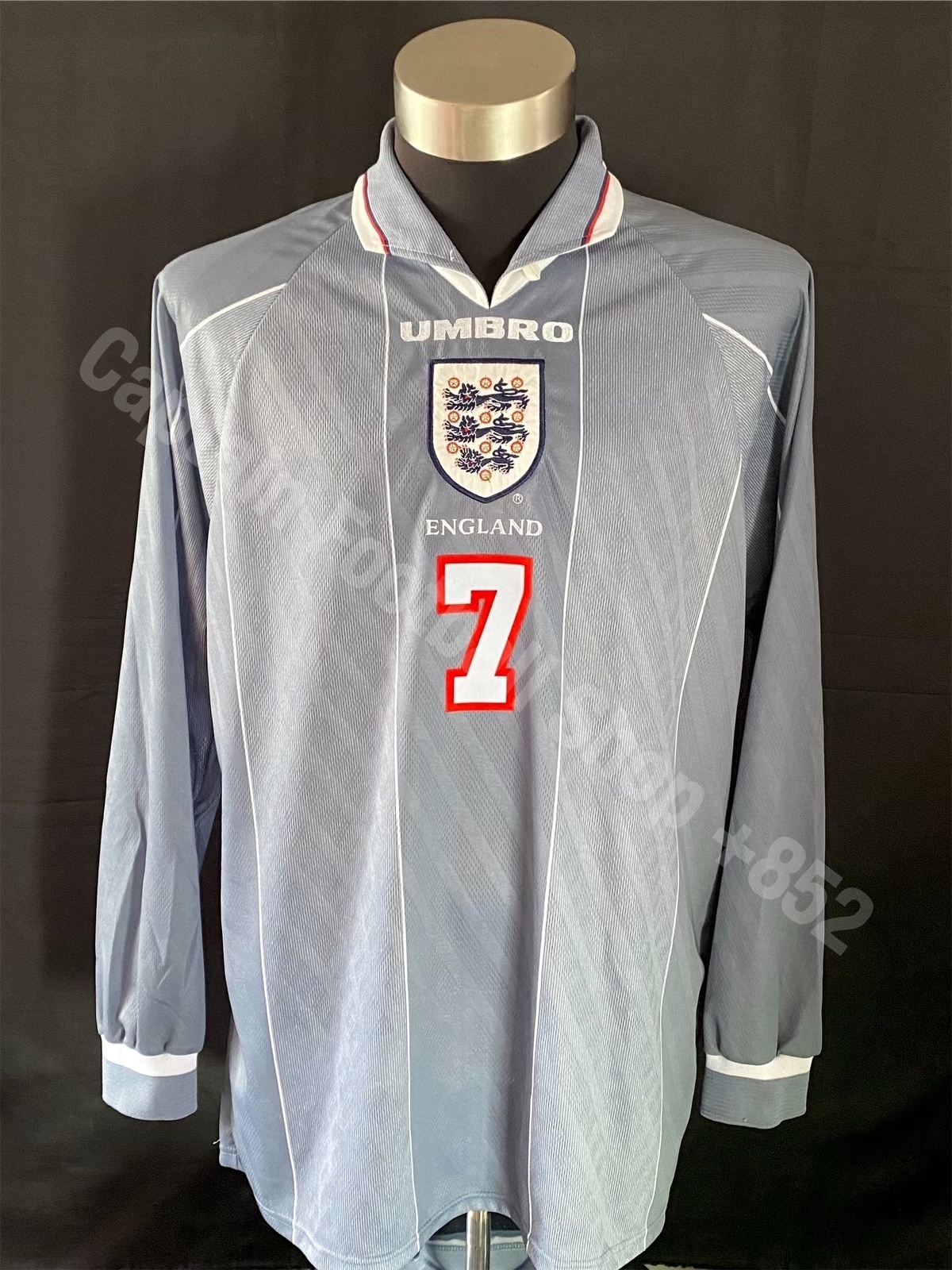 (Match Issue) England 1996-1997 Umbro L/S Away Match Worn Issue Shirt #7
