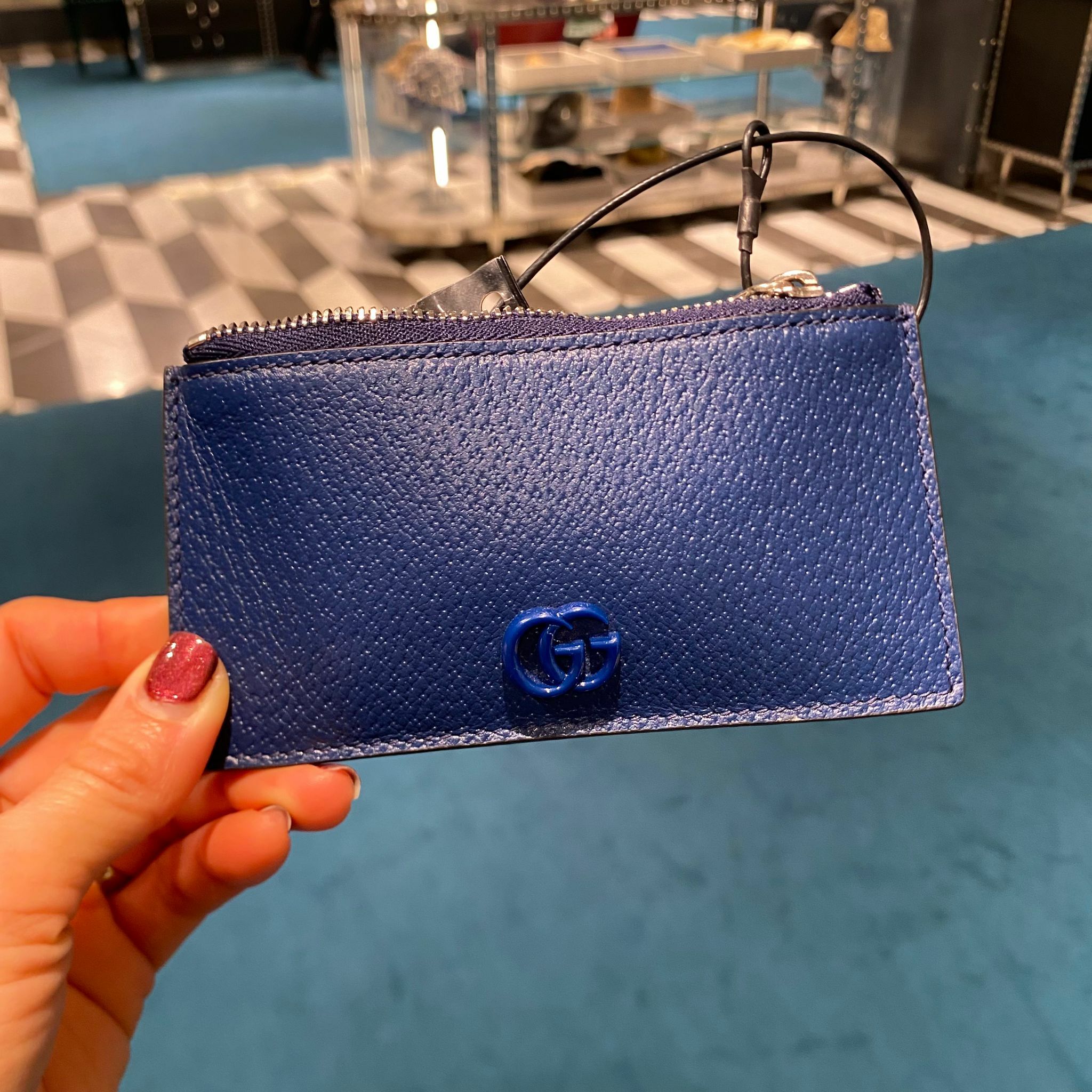 Gucci Dollar Pigprint card holder in royal blue