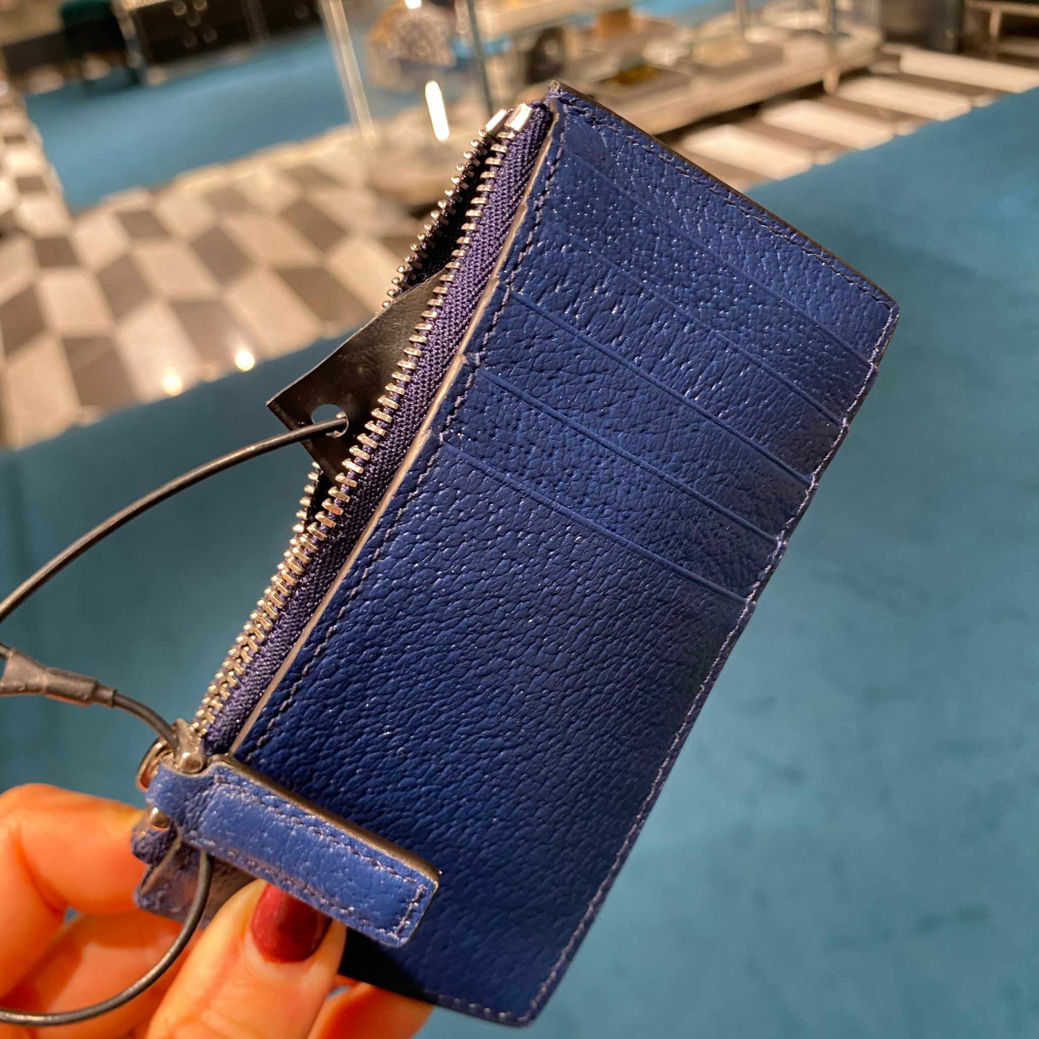 Gucci Dollar Pigprint card holder in royal blue