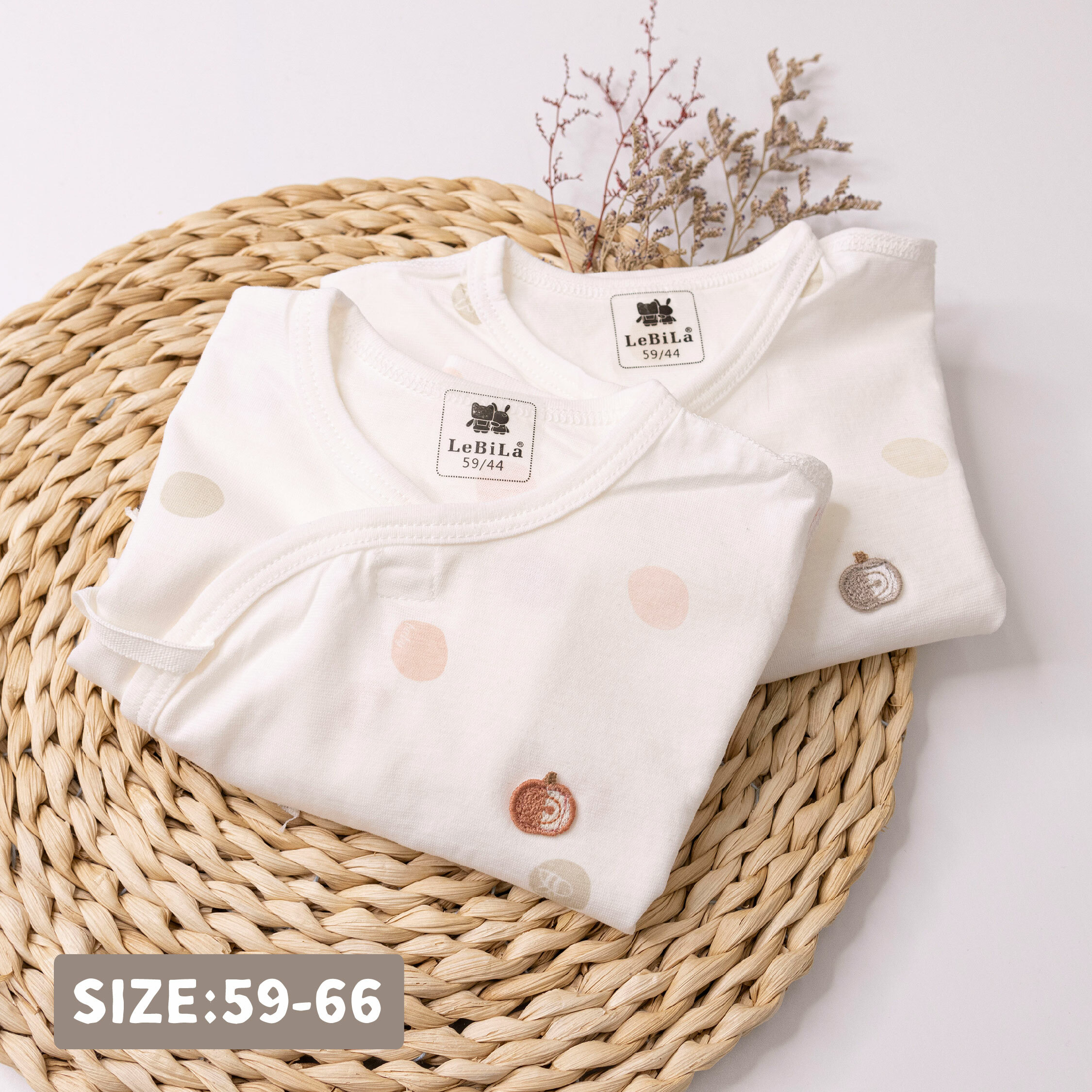 純淨系列【T0001】圓圓蘋果小蜜蜂棉柔長袖包屁衣＊二色