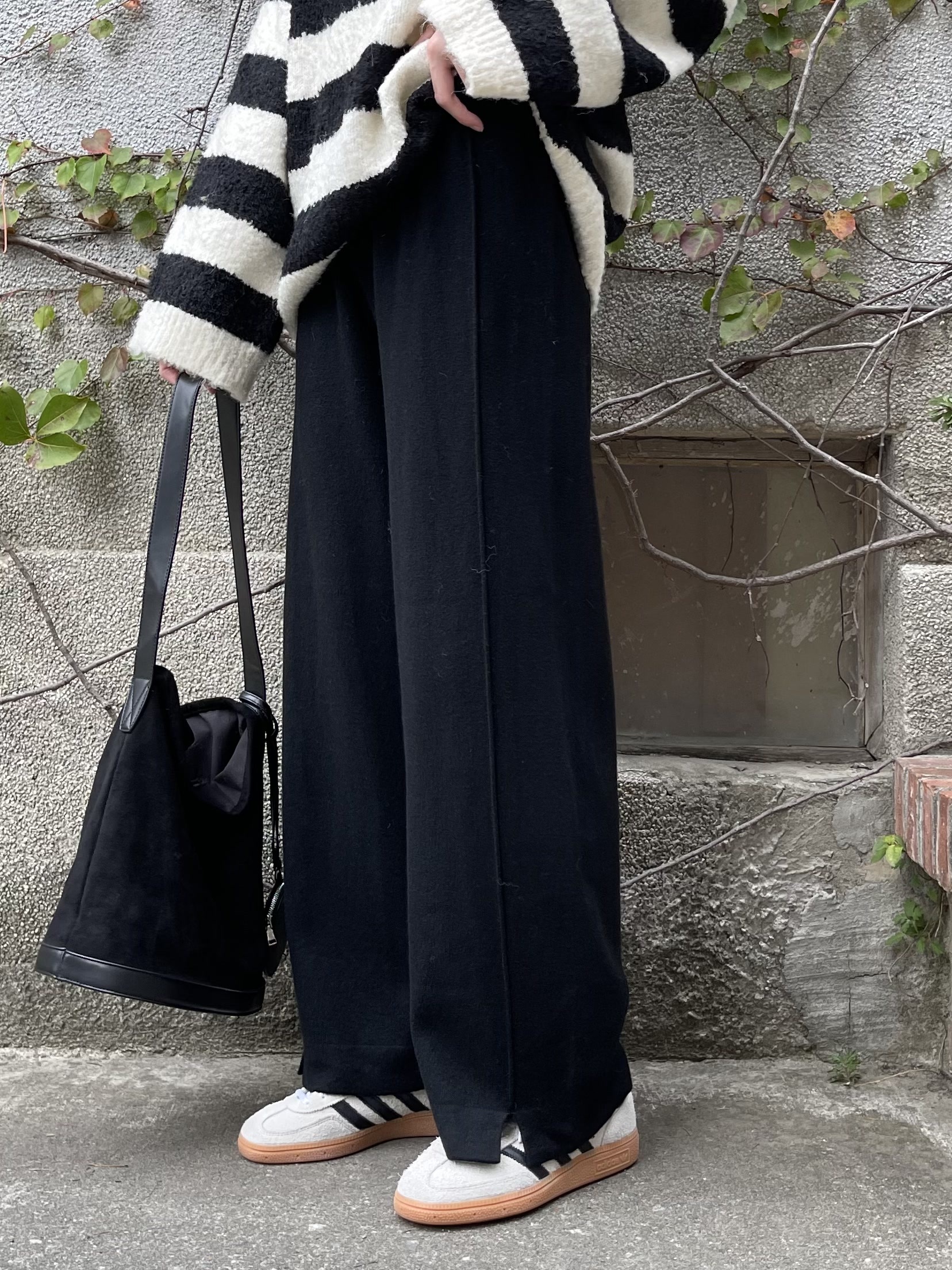 微厚針織小開衩舒服褲*3色