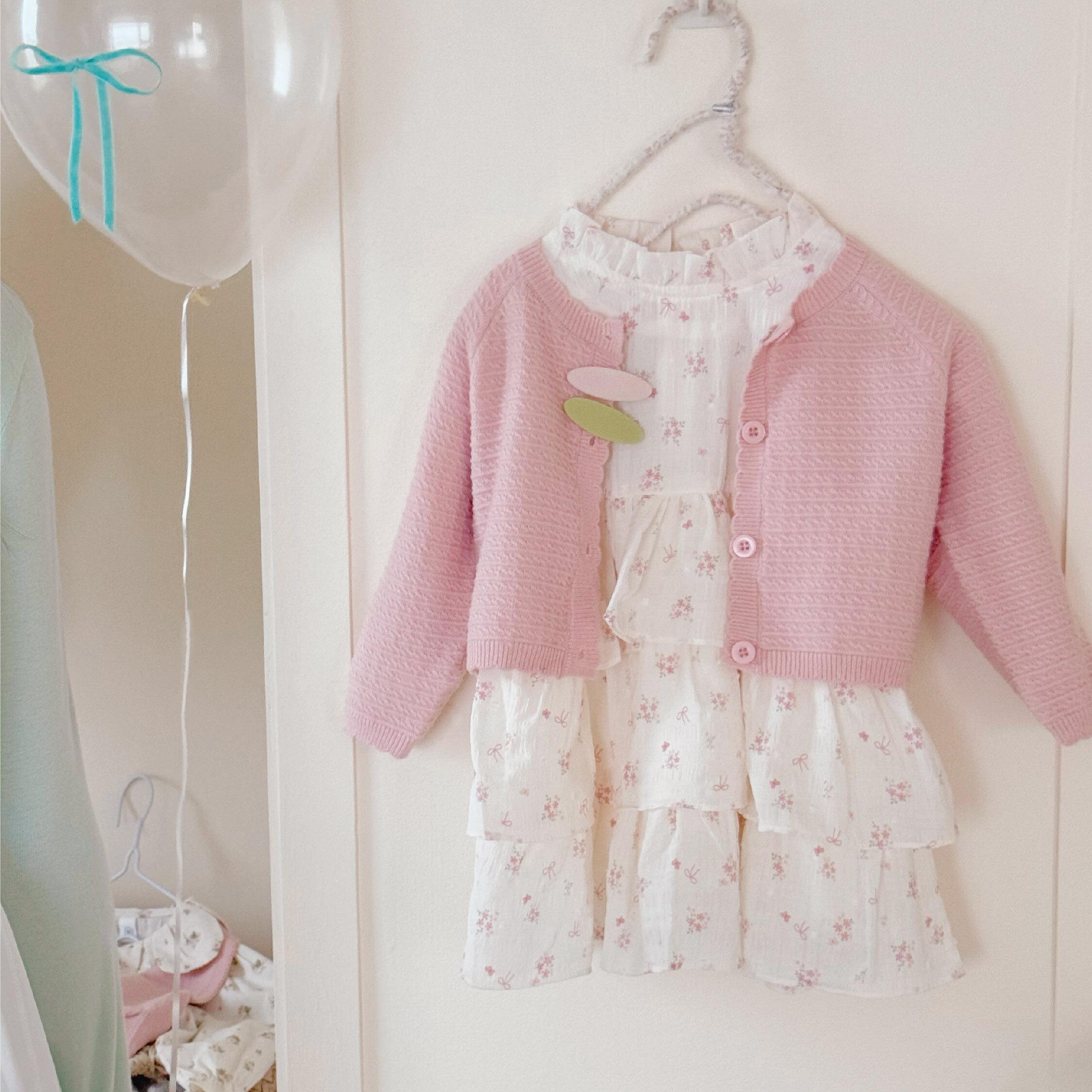 【H55183】法式浪漫花園質感兩件式套裝/洋裝(附髮夾2入)＊二色