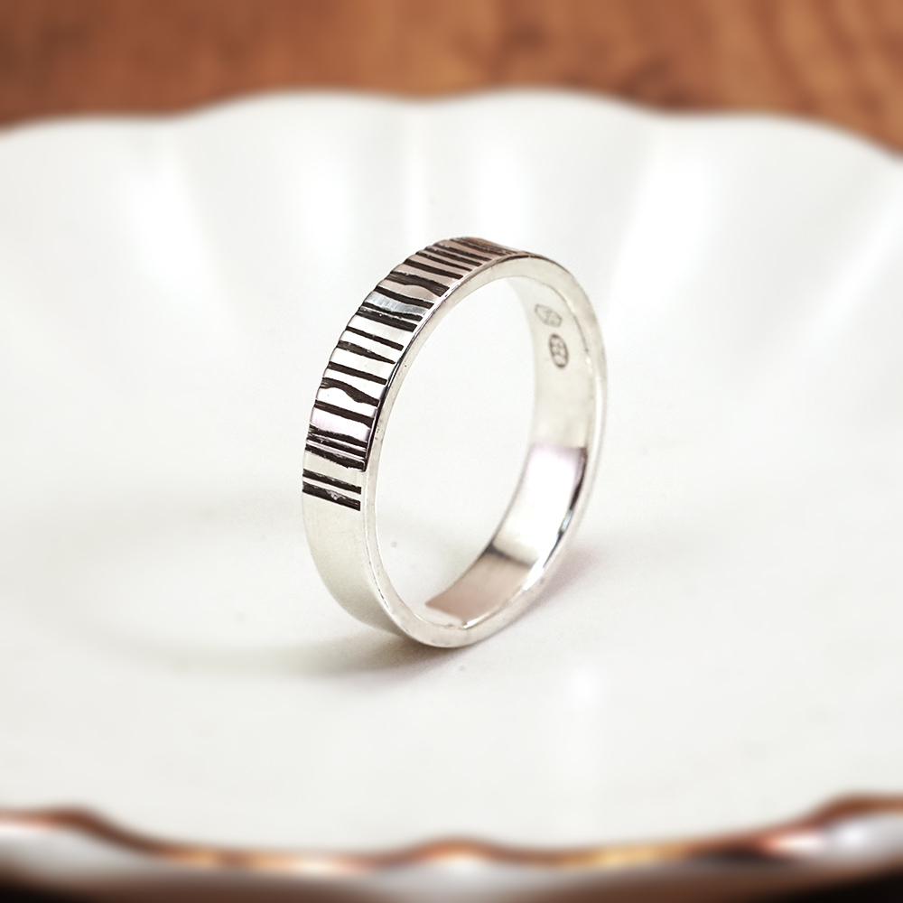 紋路銀戒 木紋設計 925純銀戒指 男戒 女戒 客製化訂製 刻字銀戒