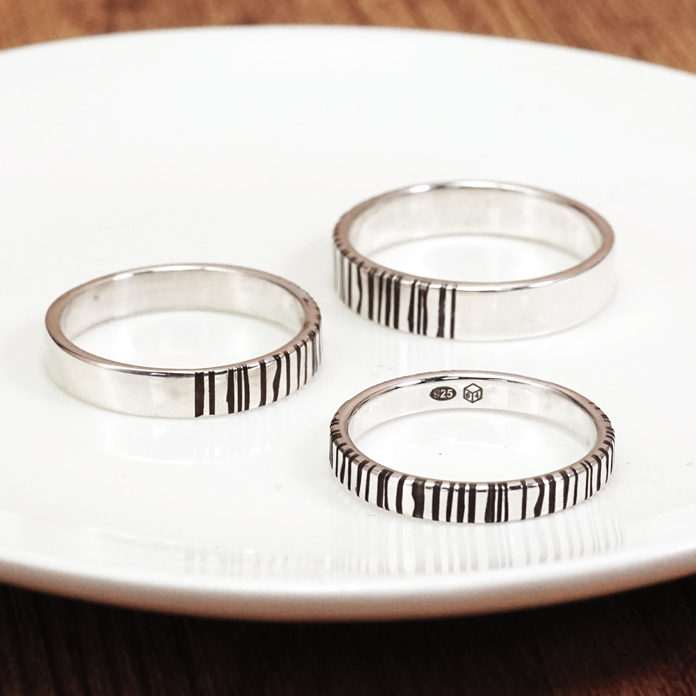 紋路銀戒 木紋設計 925純銀戒指 男戒 女戒 客製化訂製 刻字銀戒