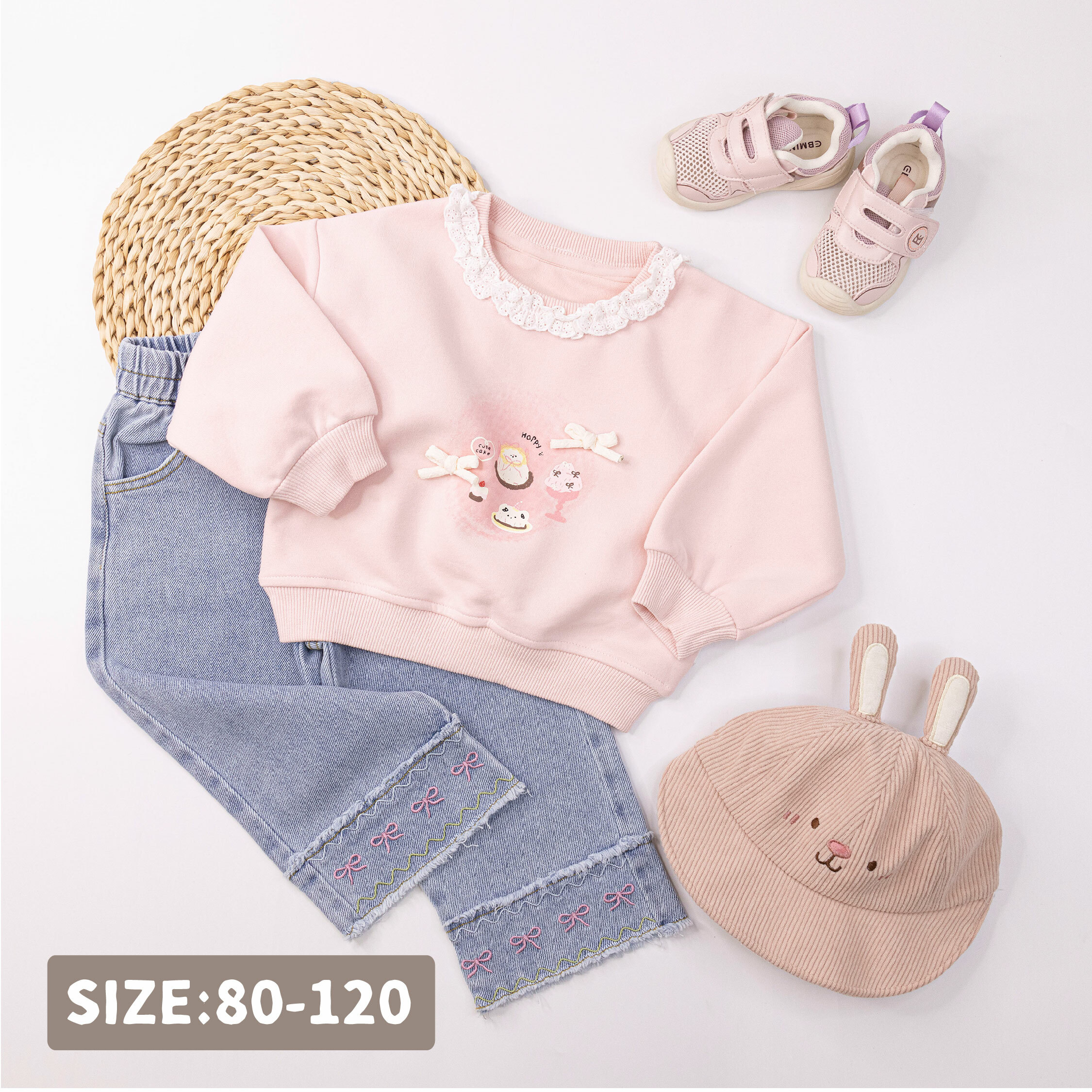 【H55202】甜甜點心緹花蕾絲立體蝴蝶結上衣