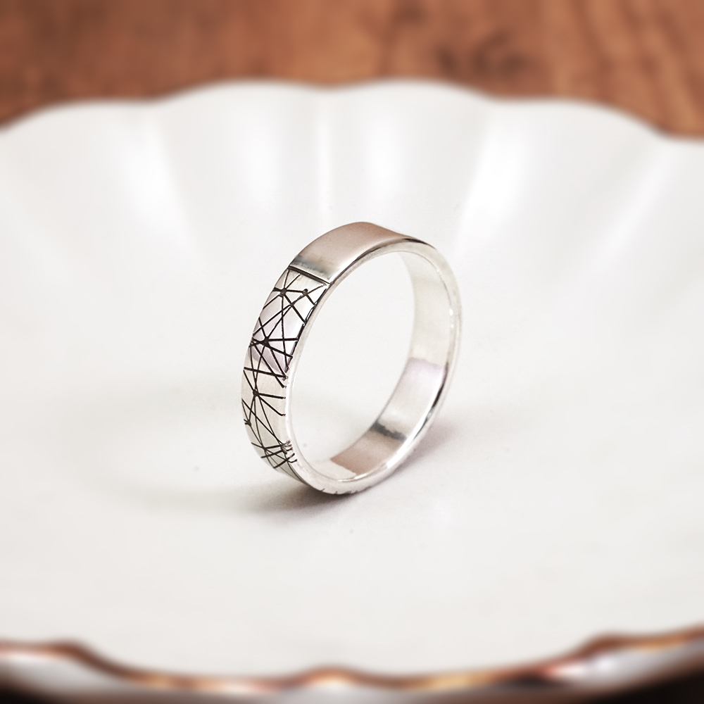 紋路銀戒 交錯設計 925純銀戒指 男戒 女戒 客製化訂製 刻字銀戒