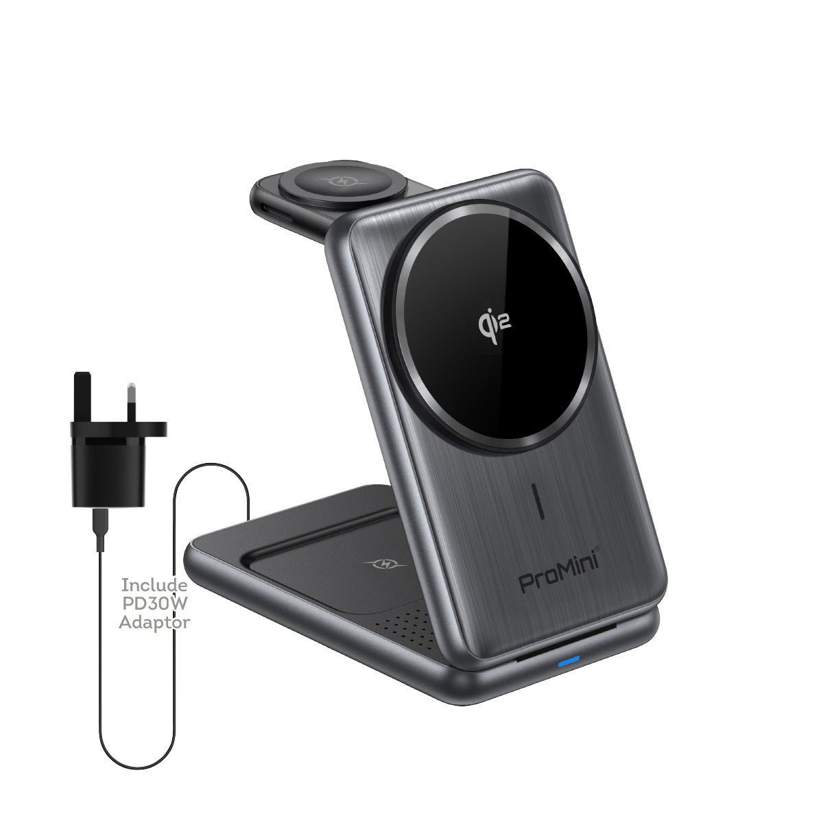 ProMini MagW3S 25W Qi2認證•三合一可摺疊無線快充座 連火牛