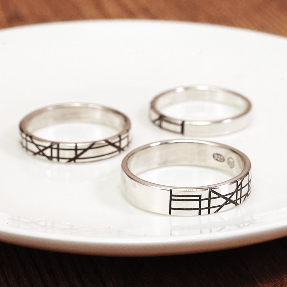 紋路銀戒 幾何設計 925純銀戒指 男戒 女戒 客製化訂製 刻字銀戒