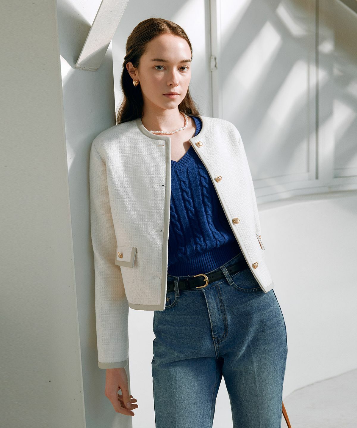 ROLAROLA GOLD BUTTON TWEED JACKET