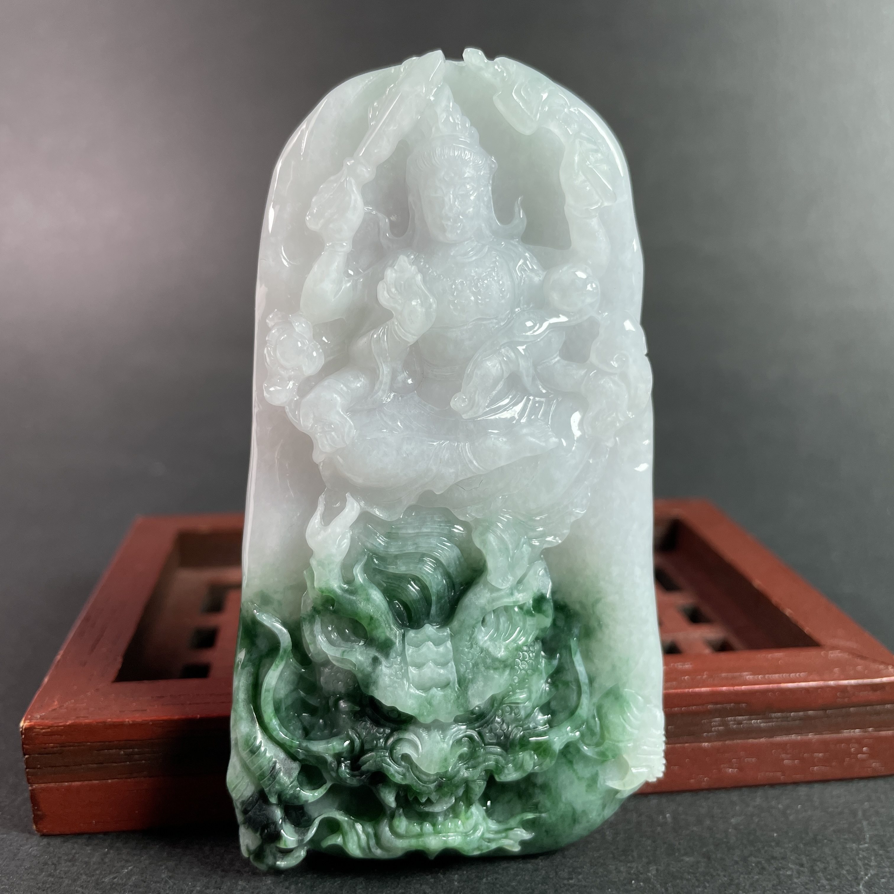 翡翠六臂御龍觀音,天然翡翠A玉, 緬甸玉, Jade, Jadeite