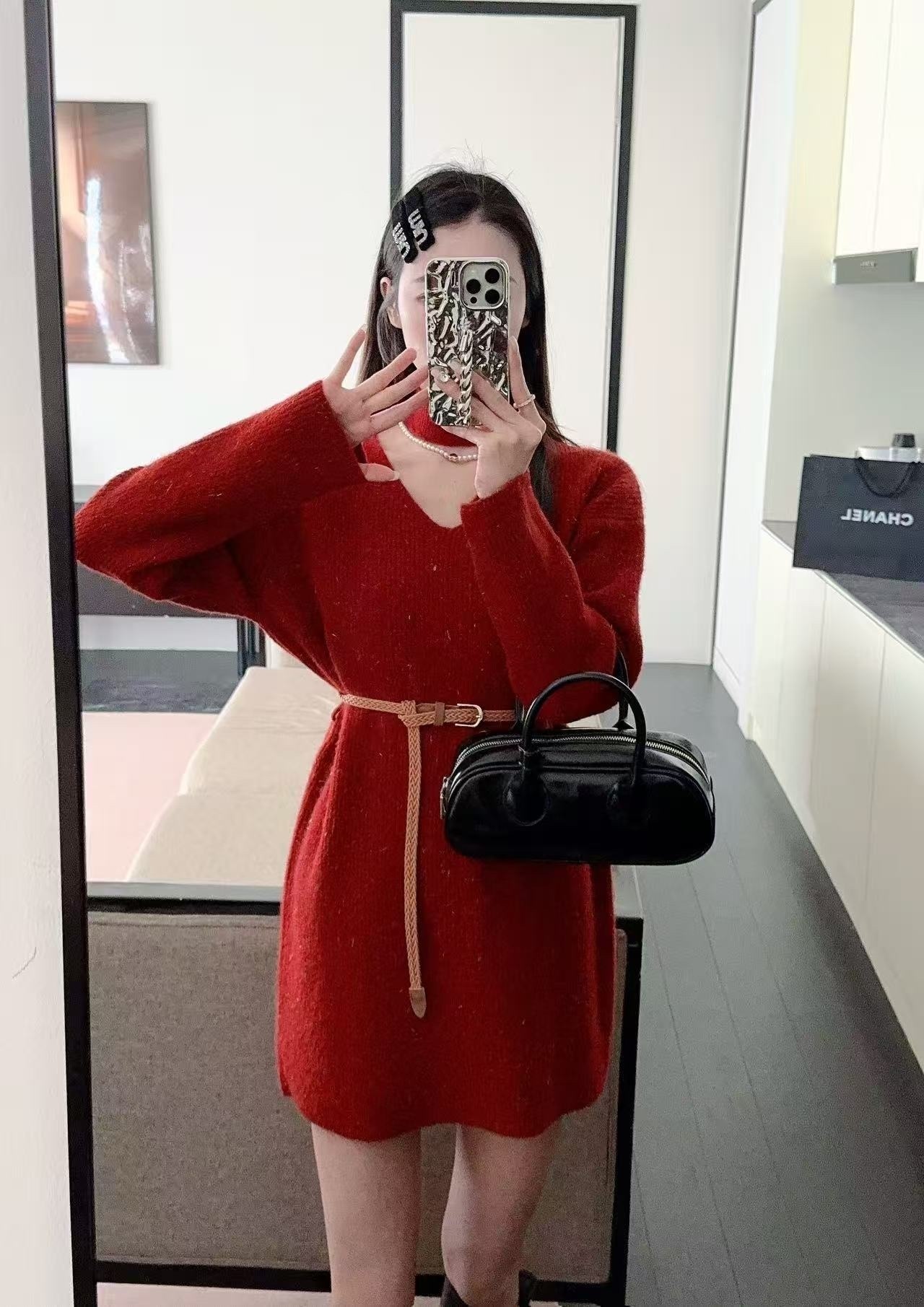 新年優惠冷衫料連身裙連BELT