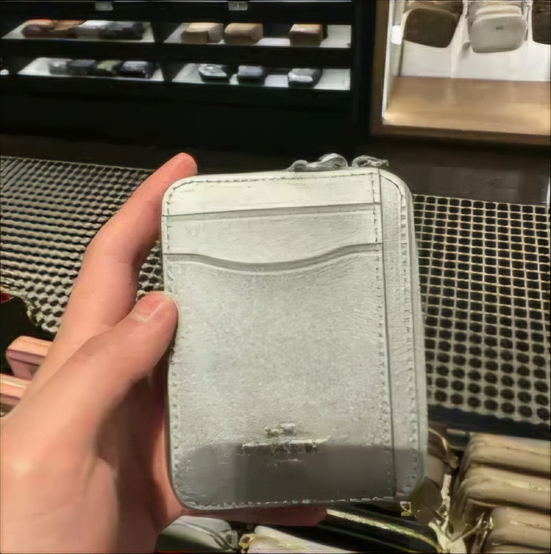 [S] COACH CW890 ZIP CC PRLZD LTH,SV/LIGHT SILVER, 196395551316 (SCO1065)