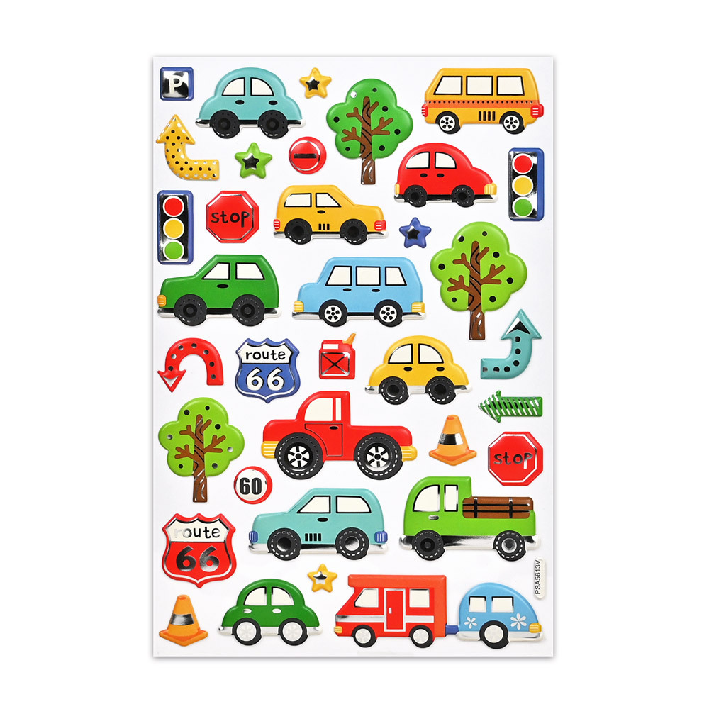 《 風車出版 》  立體造型裝飾趣味貼紙-交通汽車