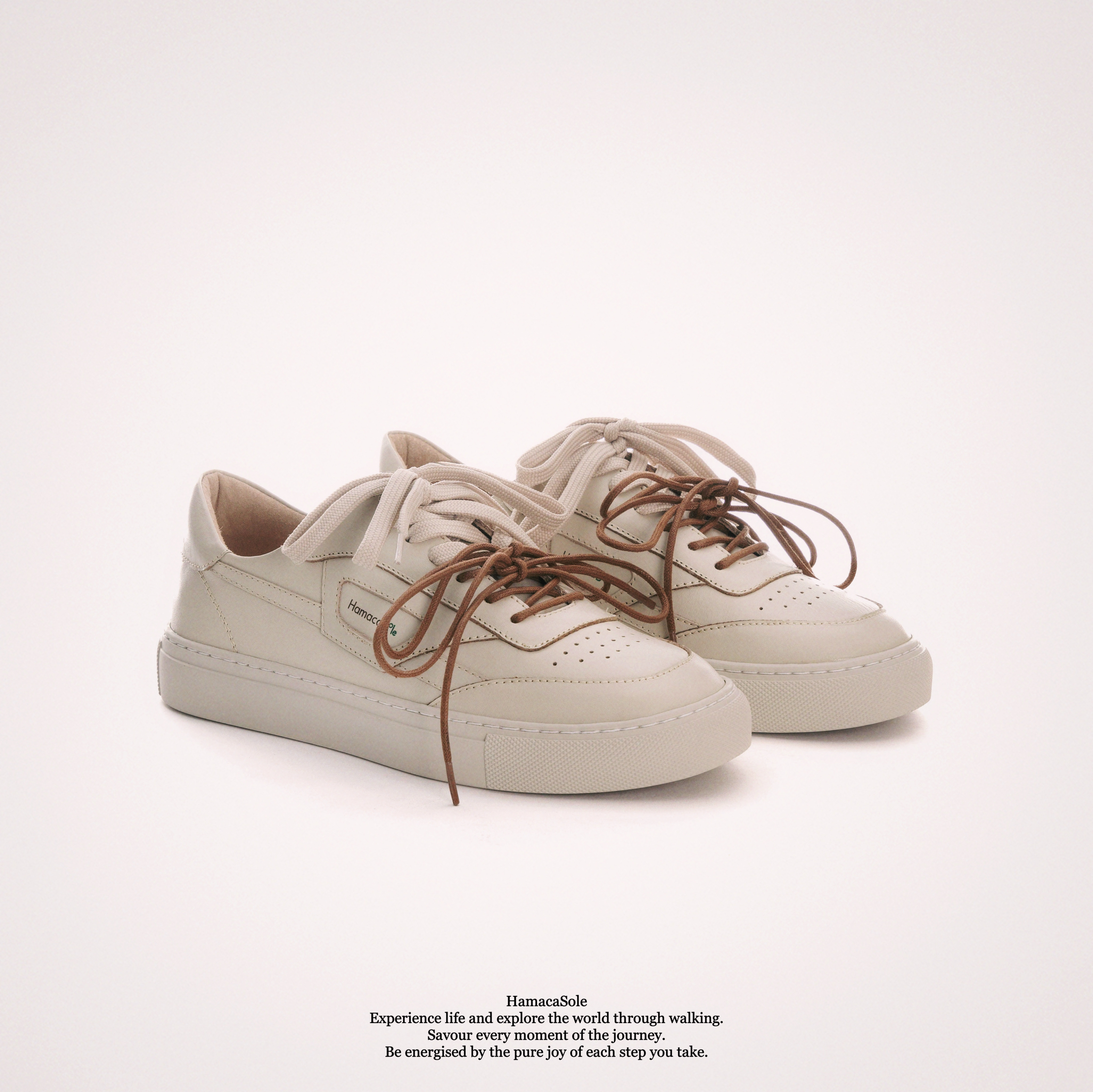 Aero真皮街頭休閒鞋 (米) 女款｜哈漫克【官網獨家】HamacaSole