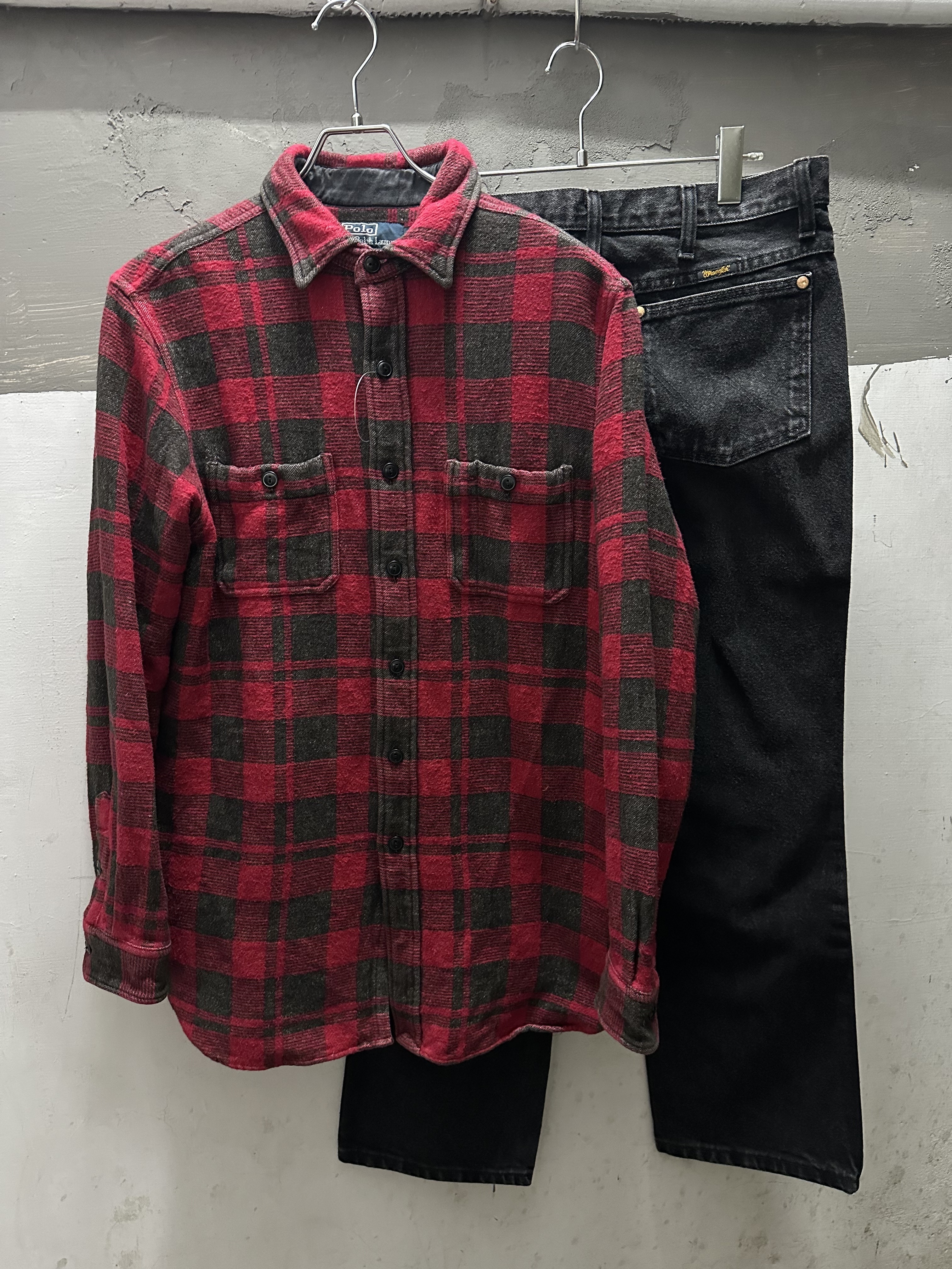 00’s POLO Ralph Lauren Ombre Check Shirt *W/Gusset