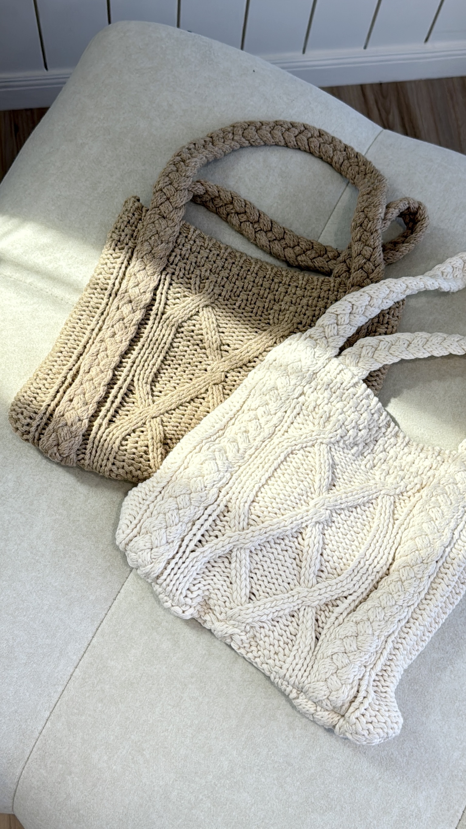 她的清新感棉麻手工針織包