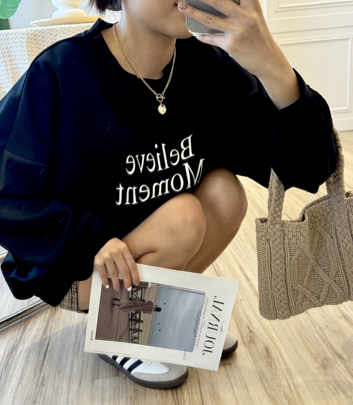 她的清新感棉麻手工針織包