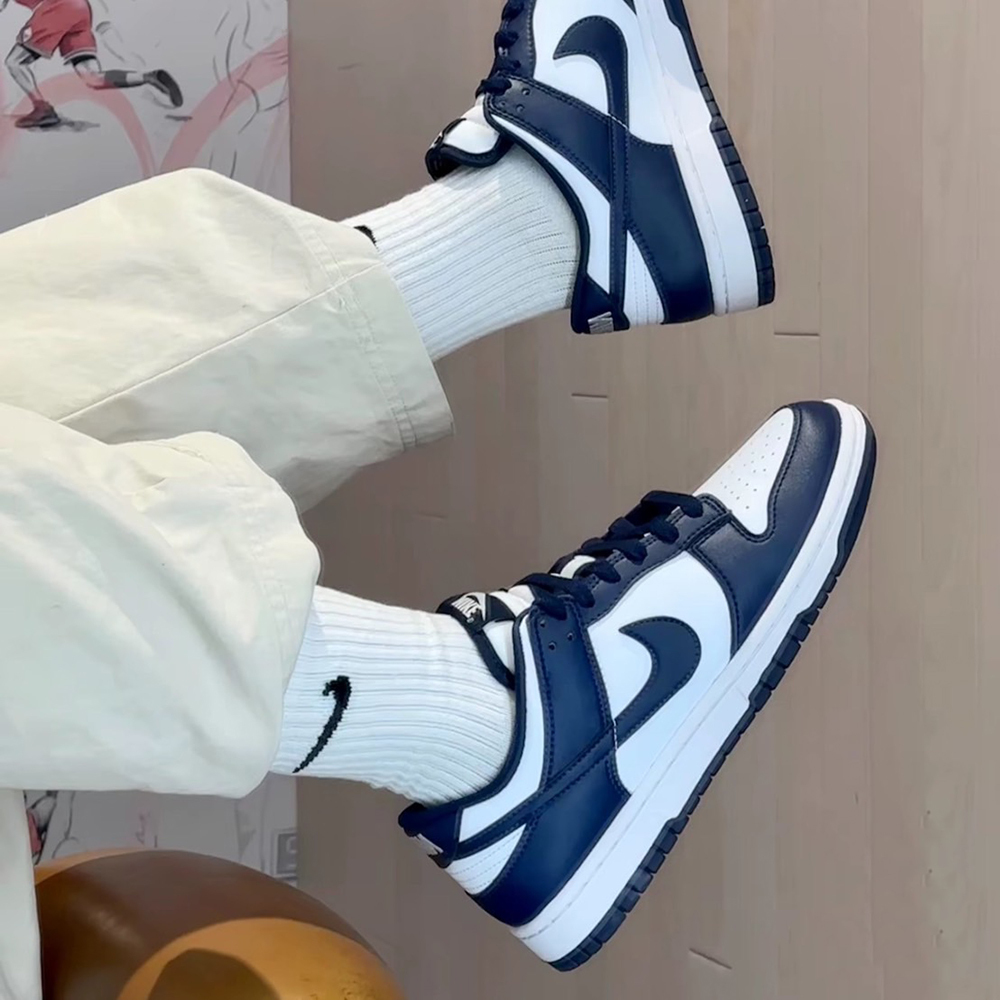 NIKE DUNK LOW “Midnight Navy” 午夜藍 深藍 海軍藍 皮革 男生復古休閒鞋 HF5441-107