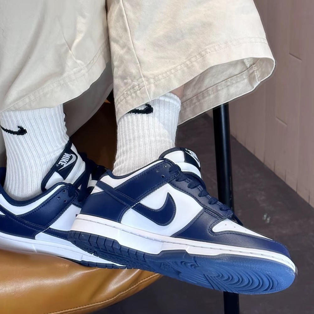 NIKE DUNK LOW “Midnight Navy” 午夜藍 深藍 海軍藍 皮革 男生復古休閒鞋 HF5441-107