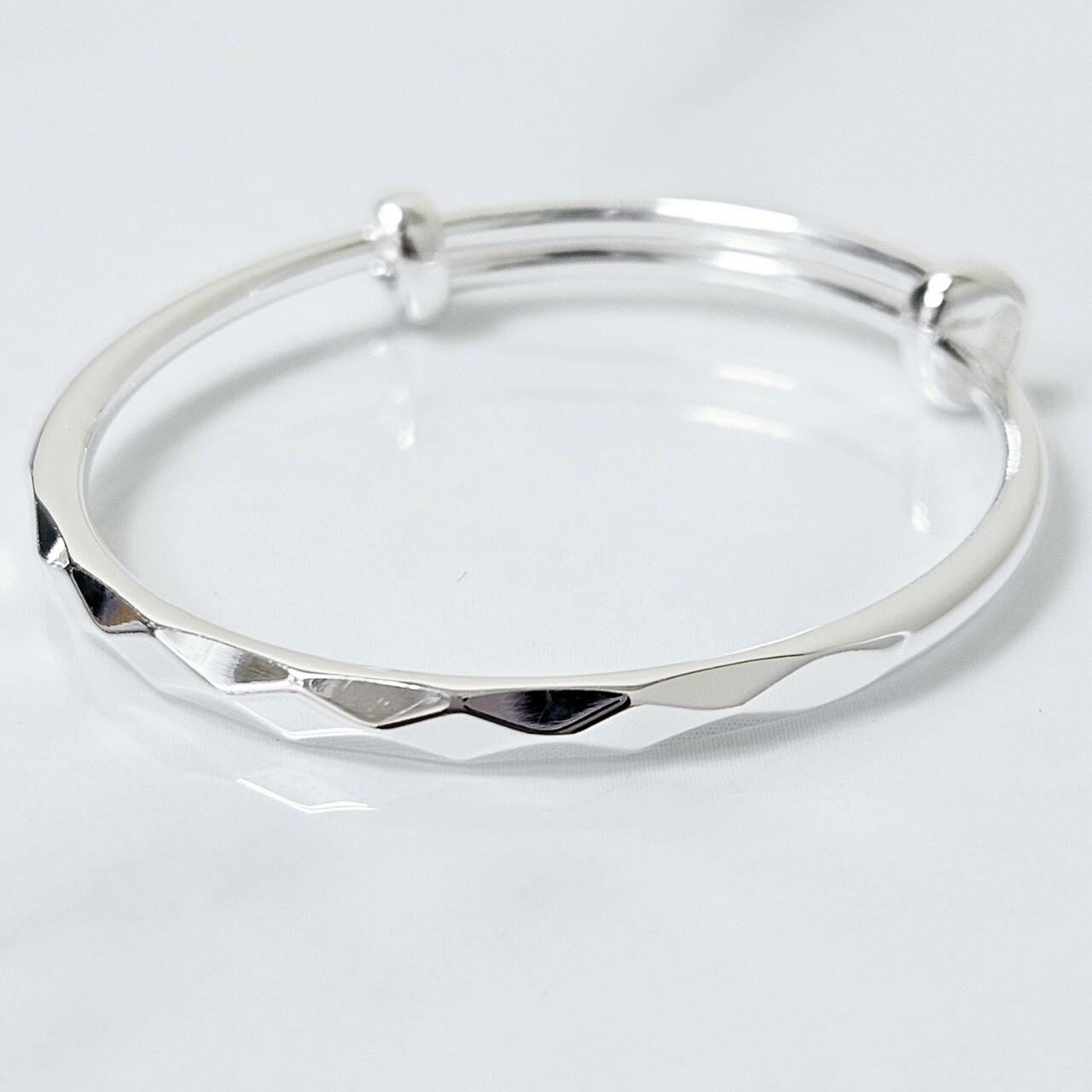 菱格紋男女童鐲（一對）