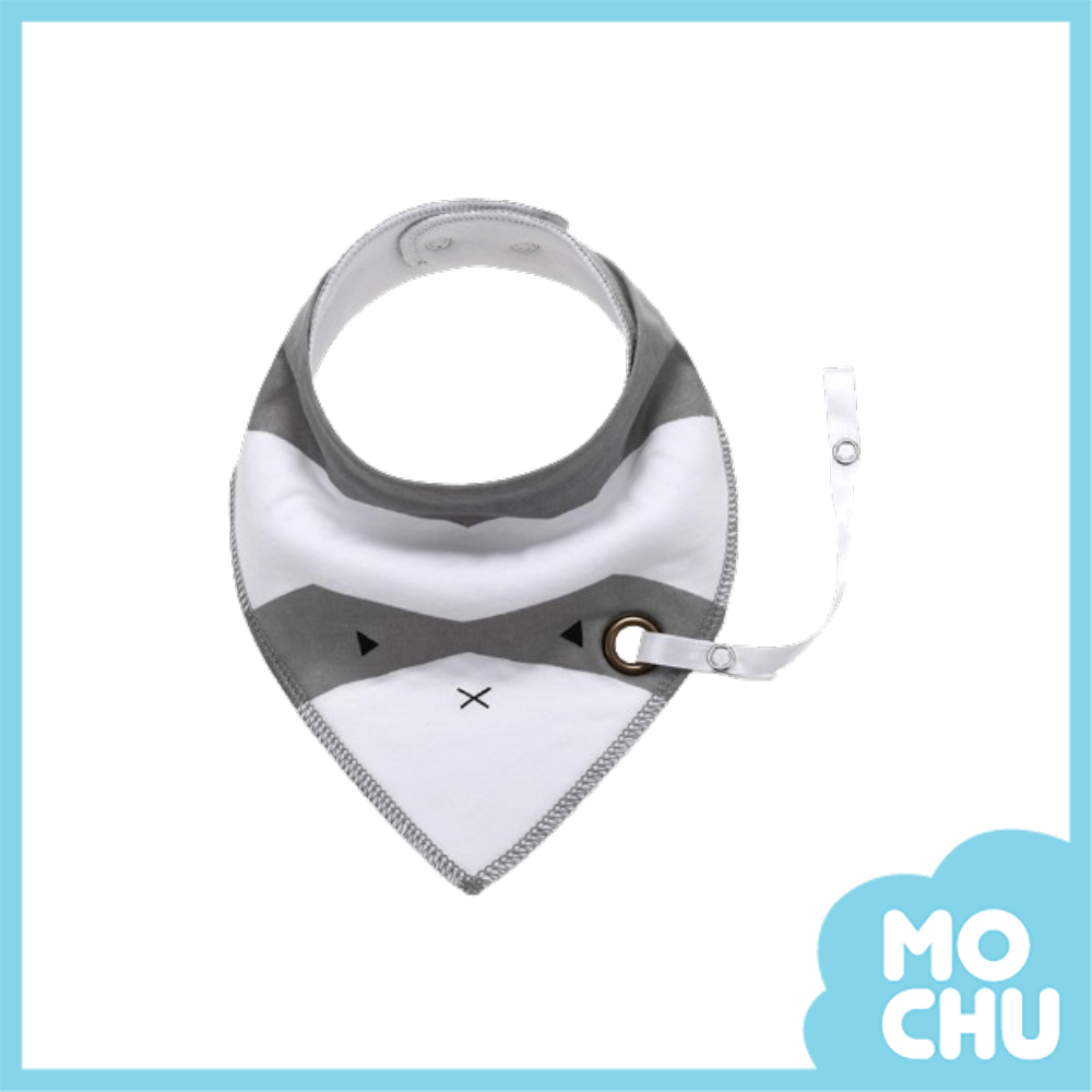 灰白狐狸奶嘴鍊口水巾