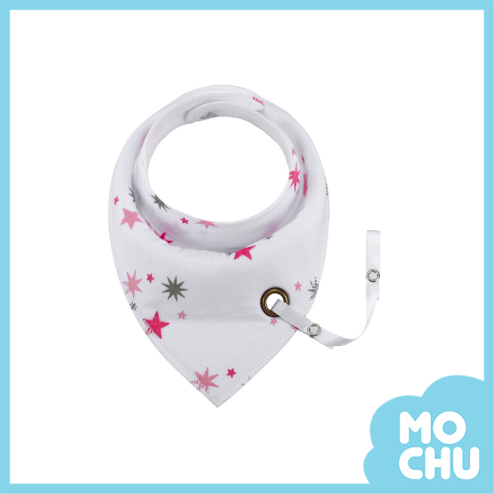 粉紅星星奶嘴鏈口水巾