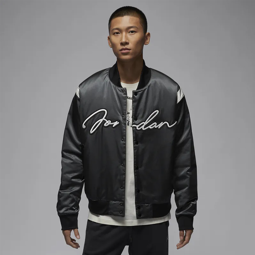NIKE JORDAN MVP JACKET 黑色 刺繡 緞面 王嘉爾同款 棒球外套 HF9298-045