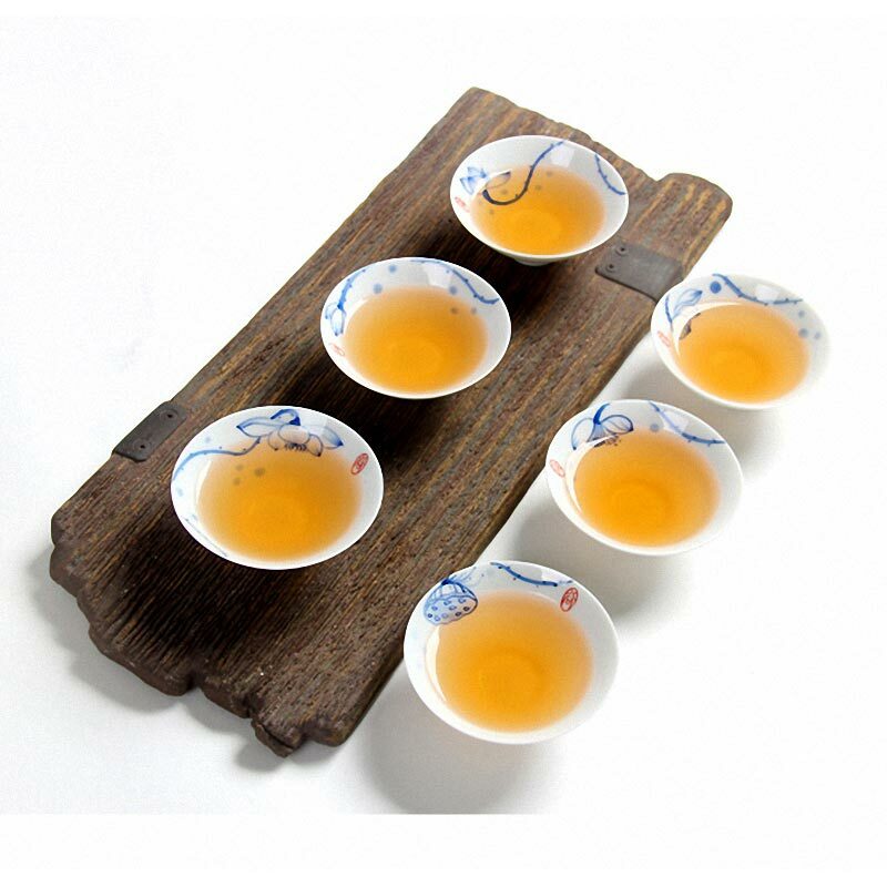 手繪荷花薄胎斗笠杯 6入裝｜吉祥響杯 高山瓷手工藝 收藏與品茗首選