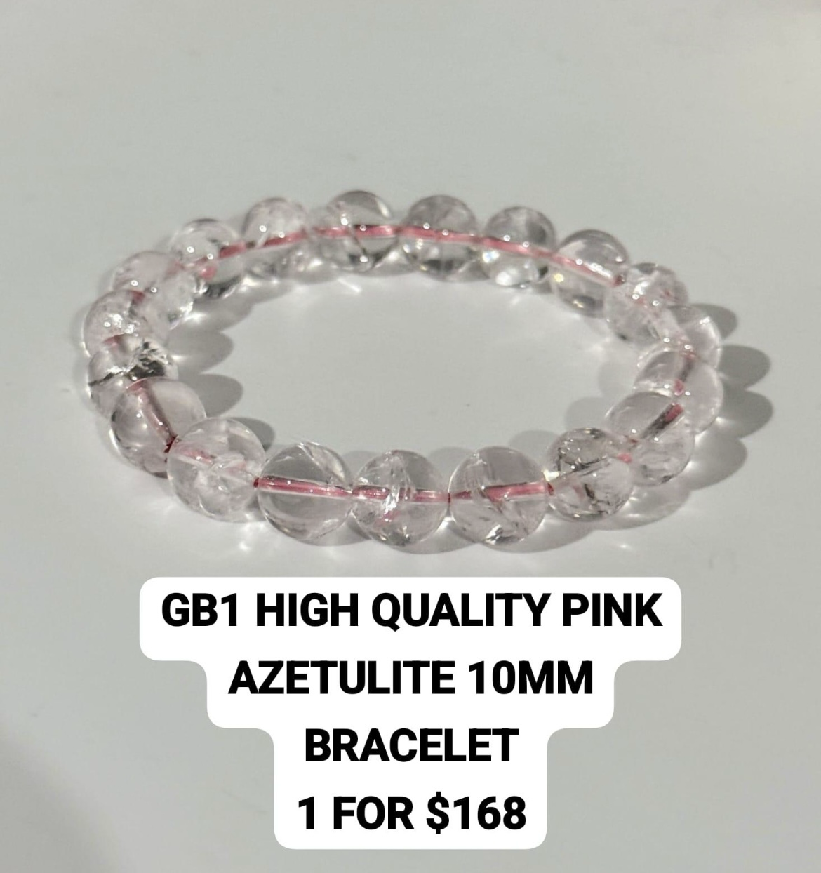 1 GB1 HIGH QUALITY PINK AZETULITE 10MM BRACELET