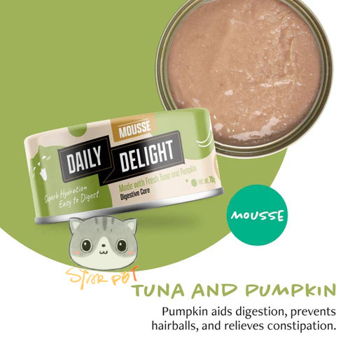 Daily Delight Mousse Tuna & Pumpkin canned cat food 70g