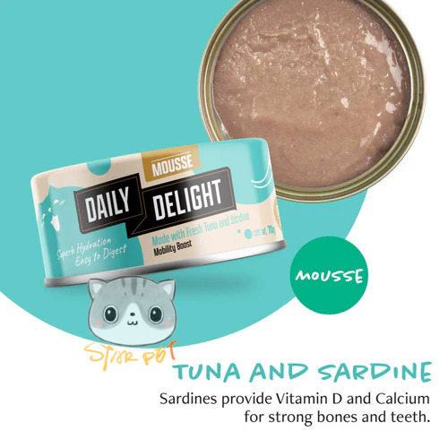 Daily Delight Mousse Tuna & Sardine canned cat food 70g