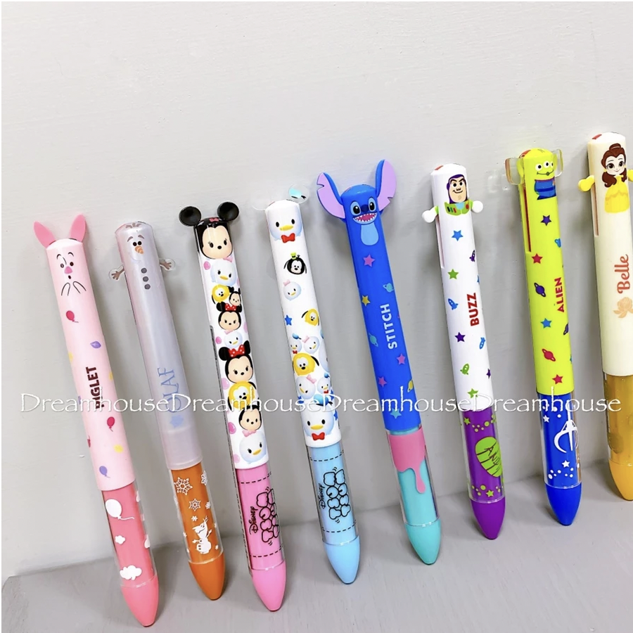 日本製 迪士尼 貝兒 茉莉 艾莎 睡美人 安娜 小豬 雪寶 史迪奇 三眼怪 巴斯光年 TsumTsum 雙色筆 原子筆