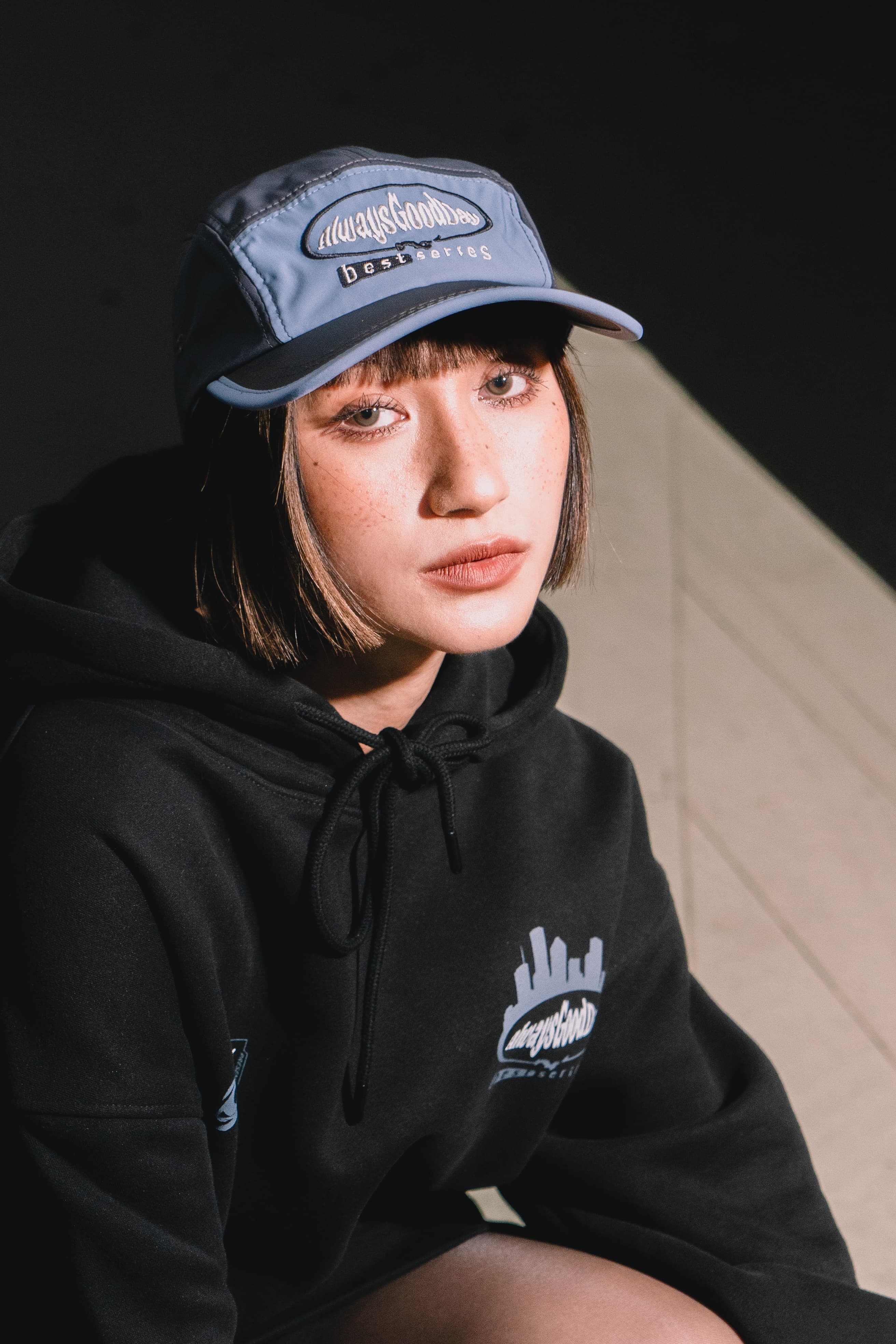 BSS x AGD - 5-PANEL NYLON CAP 尼龍五片帽  (黑/藍)
