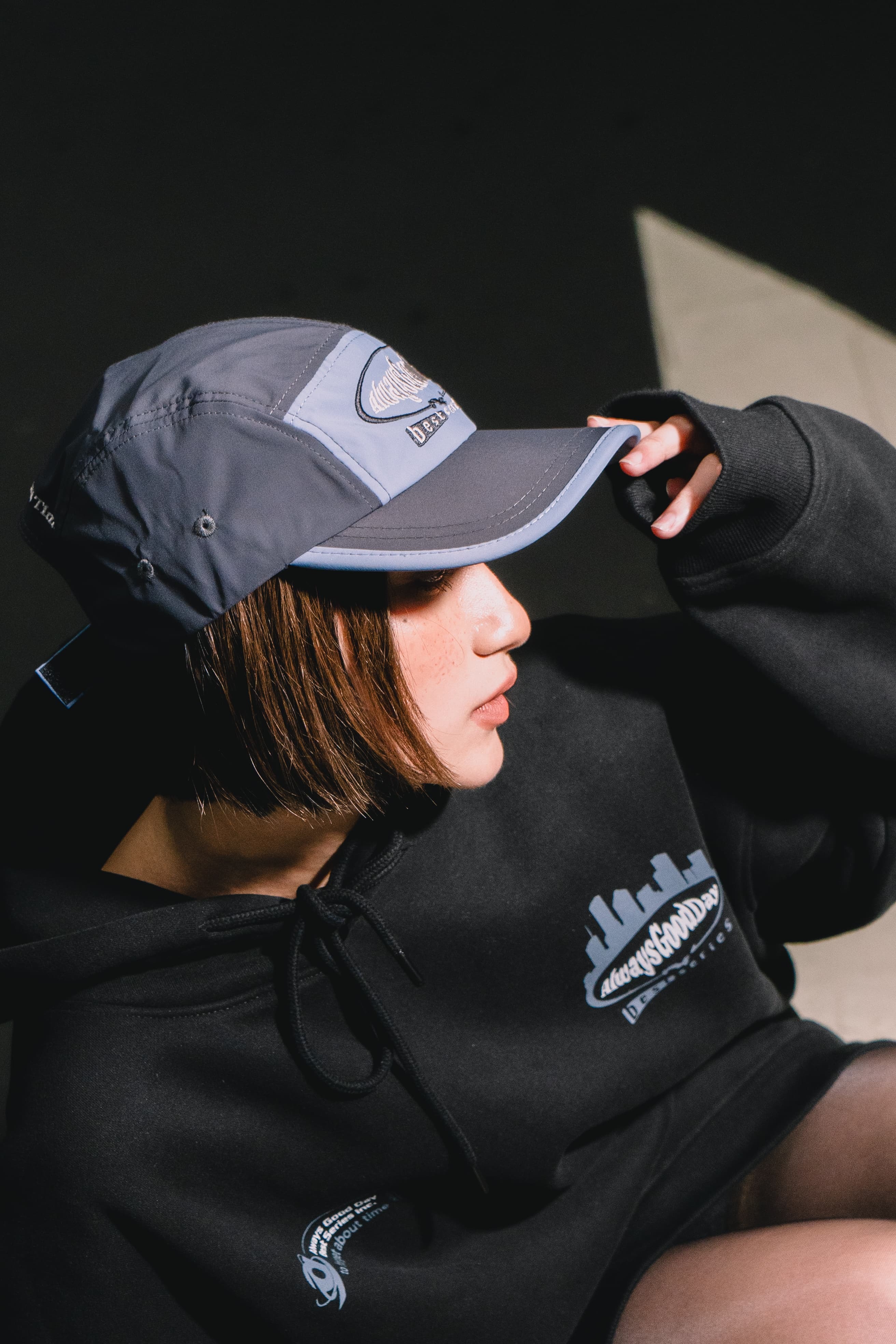 BSS x AGD - 5-PANEL NYLON CAP 尼龍五片帽  (黑/藍)