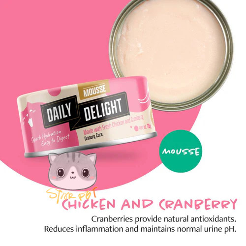 Daily Delight Mousse Chicken & Cranberry canned cat food 70g