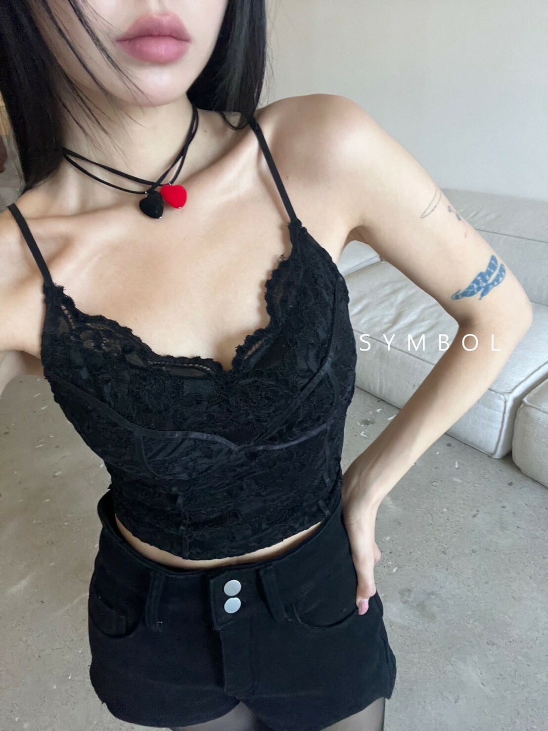 緹花蕾絲馬甲Bra Top(肩帶可調)