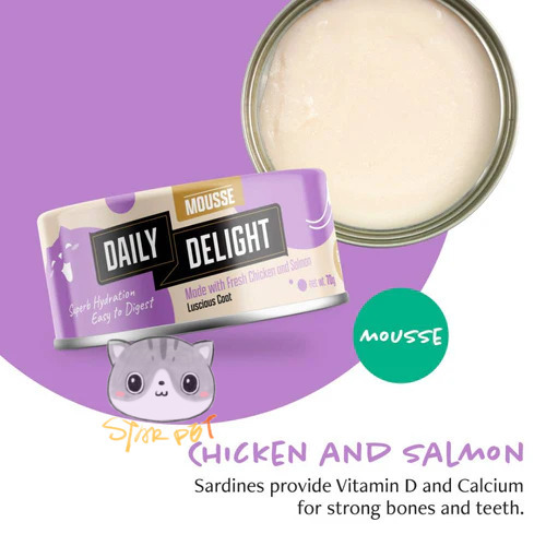 Daily Delight Mousse Chicken & Salmon canned cat food 70g