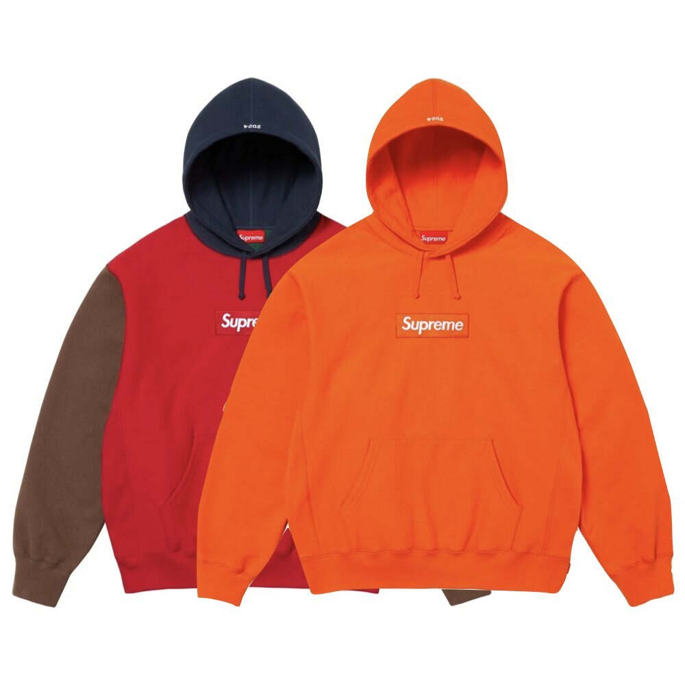 Supreme FW24 Box Logo Hooded 帽T 秋冬 拼接/橘/黑/綠/藍/米/粉 7色