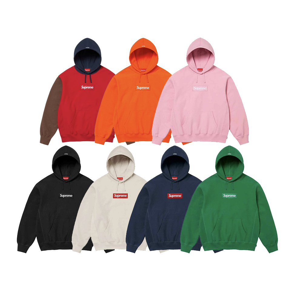 Supreme FW24 Box Logo Hooded 帽T 秋冬 拼接/橘/黑/綠/藍/米/粉 7色