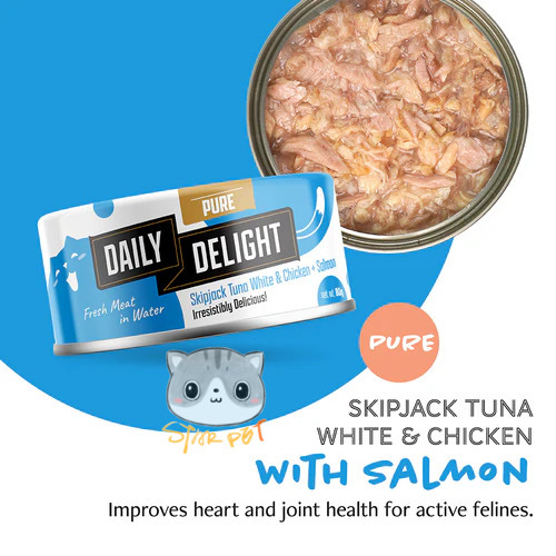 Daily Delight Pure Salmon+Skipjack Tuna+Chicken canned cat food 80g