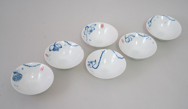 手繪荷花薄胎斗笠杯 6入裝｜吉祥響杯 高山瓷手工藝 收藏與品茗首選