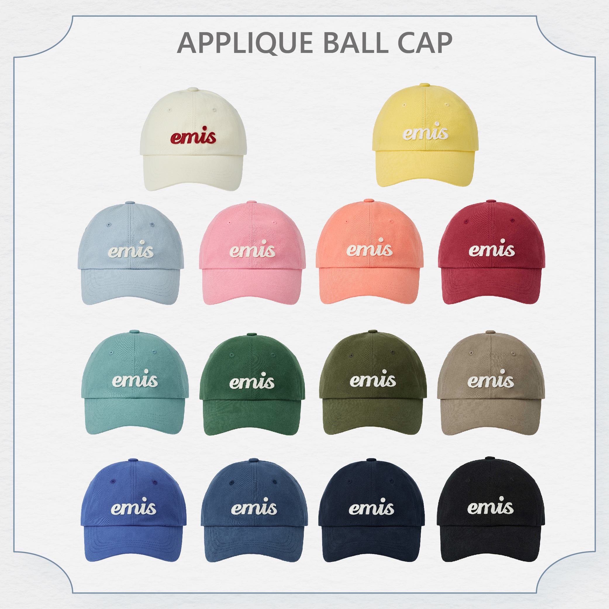 Emis草寫貼布Logo棒球帽(現貨3色)