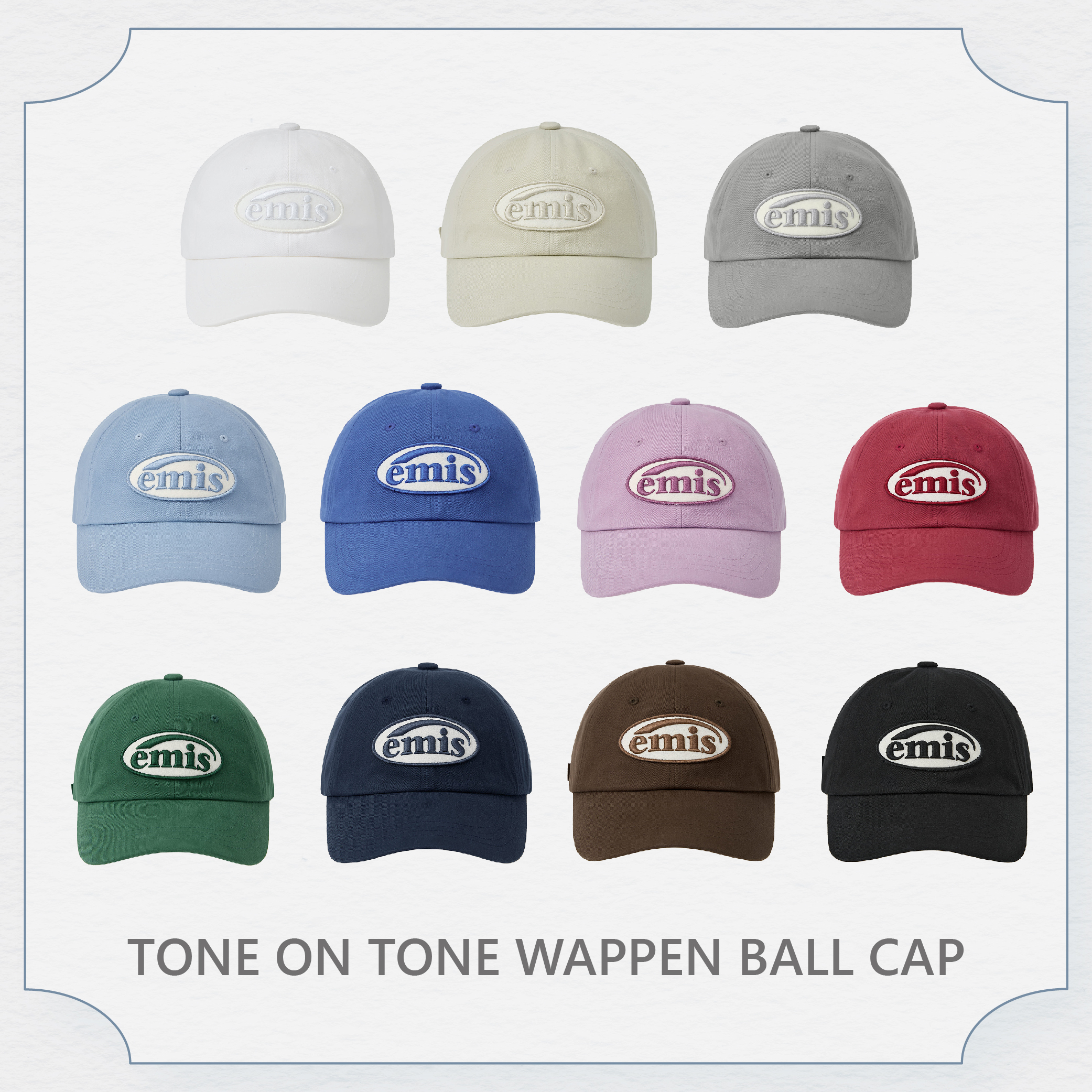 Emis圓標白底棒球帽(現貨6色)