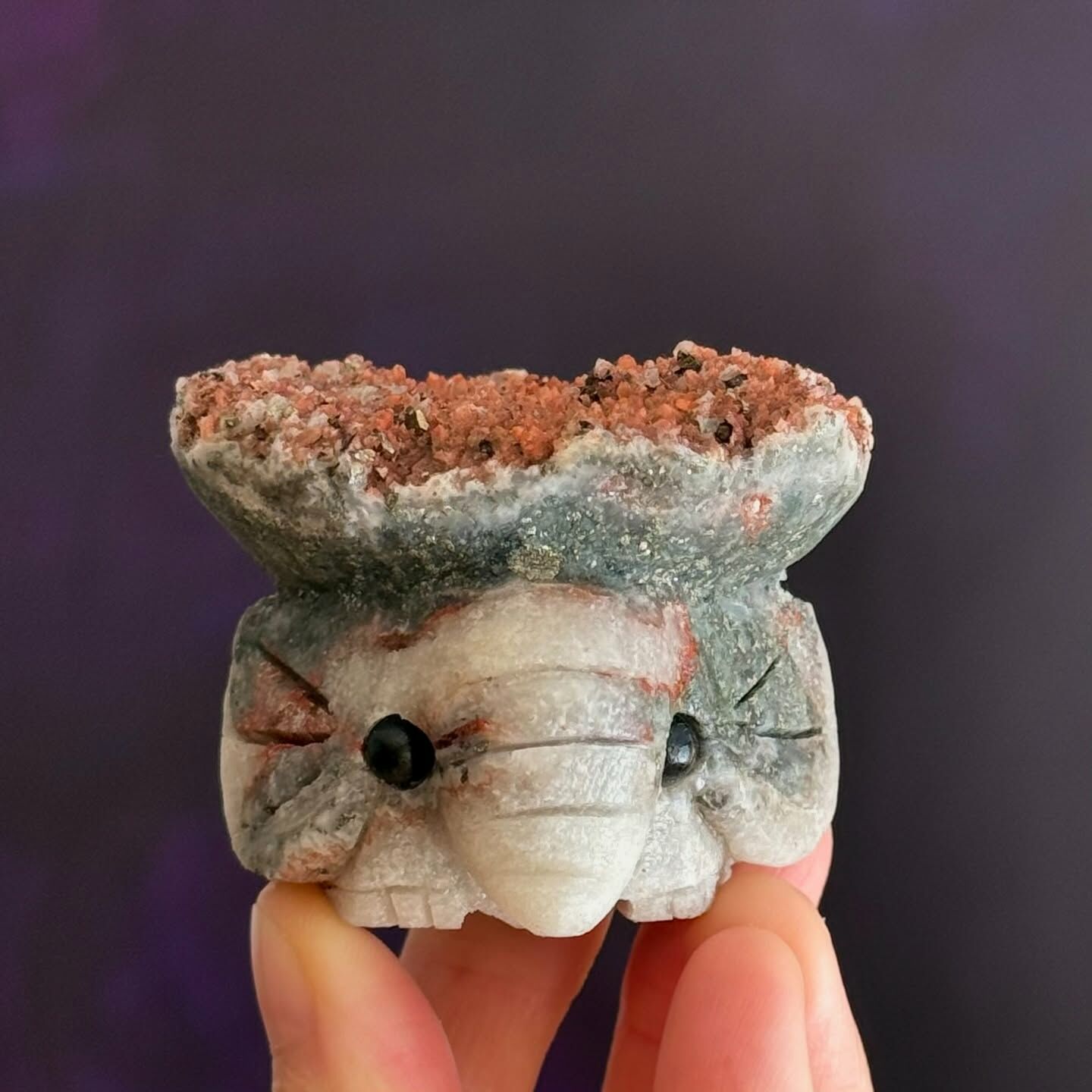 [原石] 紅幽靈水晶共生黃鐵礦 大象擺件