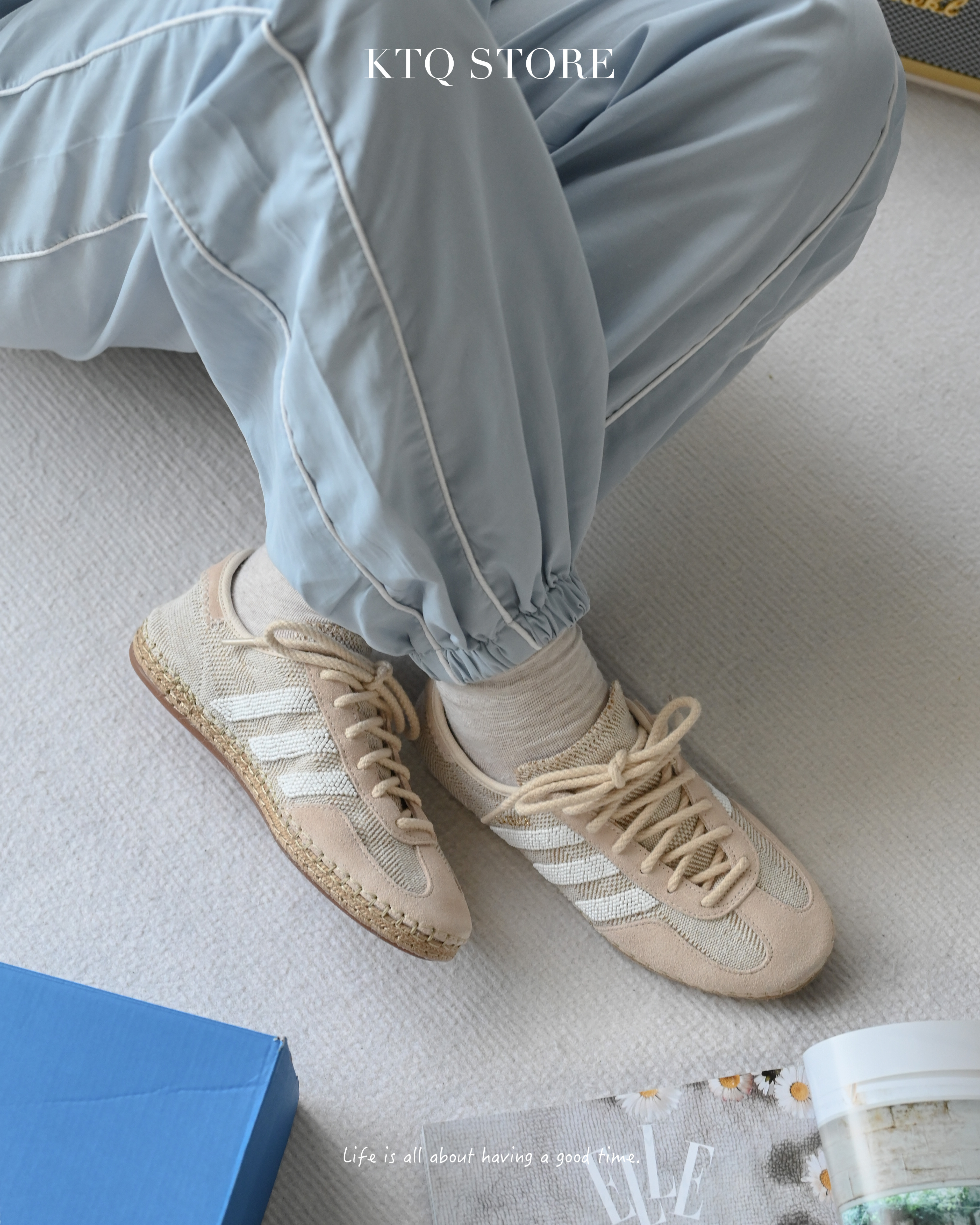 KTQ STORE ‧ Clot x Adidas Gazelle "Halo Ivory" 棉麻米色 IH3144